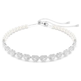 Ariana Grande X Swarovski Choker Mixed Cuts, Crystal Pearl, Heart, White, Rhodium Plated Ariana Grande X Swarovski Choker Mixed Cuts, Crystal Pearl, Heart, White, Rhodium Plated