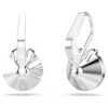 Bella V Drop Earrings Round Cut, Blue, Rhodium Plated