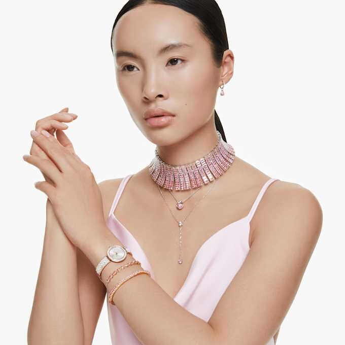 Matrix Bracelet Pear Cut, Pink, Gold-Tone Plated Matrix Bracelet Pear Cut, Pink, Gold-Tone Plated