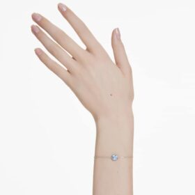 Birthstone Bracelet Square Cut, March, Blue, Rhodium Plated Birthstone Bracelet Square Cut, March, Blue, Rhodium Plated