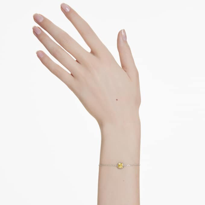 Birthstone Bracelet Square Cut, November, Yellow, Rhodium Plated Birthstone Bracelet Square Cut, November, Yellow, Rhodium Plated