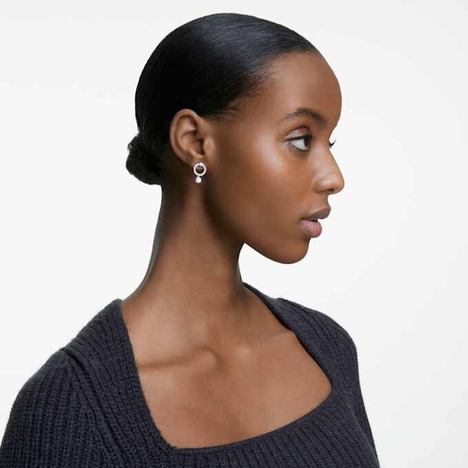 Constella Hoop Earrings Round Cut, White, Rhodium Plated Constella Hoop Earrings Round Cut, White, Rhodium Plated
