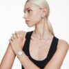 Constella Bangle Crystal Pearl, Round Cuts, White, Rhodium Plated