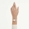 Crystalline Bangle Watch Swiss Made, Metal Bracelet, White, Rose Gold-Tone Finish
