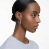 Dextera Hoop Earrings Pavé, Large, White, Rhodium Plated