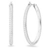 Dextera Hoop Earrings Pavé, Large, White, Rhodium Plated