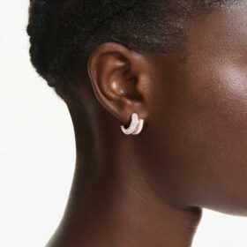 Dextera Hoop Earrings Round Cut, Mini, White, Rose Gold-Tone Plated
