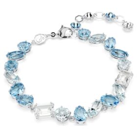 Gema Bracelet Mixed Cuts, Blue, Rhodium Plated