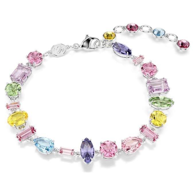 Gema Bracelet Mixed Cuts, Multicolored, Rhodium Plated Gema Bracelet Mixed Cuts, Multicolored, Rhodium Plated
