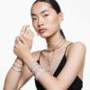 Hyperbola Cuff Mixed Cuts, Infinity, White, Rhodium Plated