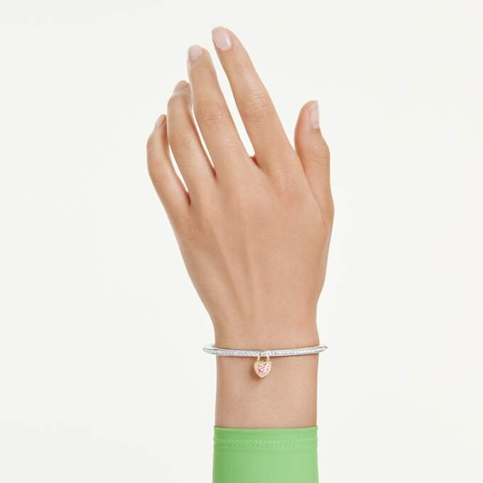 Idyllia Bangle Mixed Cuts, Heart, Pink, Mixed Metal Finish Idyllia Bangle Mixed Cuts, Heart, Pink, Mixed Metal Finish