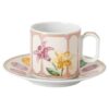 Idyllia Espresso Cup with Saucer Porcelain, Crystal Print Motif, Citron, Multicolored
