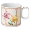 Idyllia Espresso Cup with Saucer Porcelain, Crystal Print Motif, Citron, Multicolored