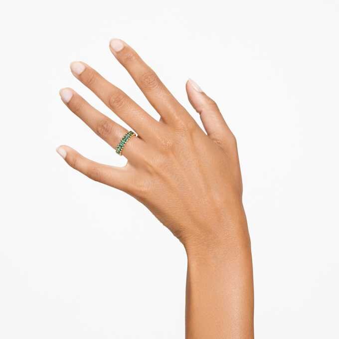 Matrix Ring Baguette Cut, Green, Gold-Tone Plated Matrix Ring Baguette Cut, Green, Gold-Tone Plated