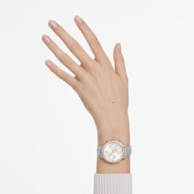 Matrix Tennis Chrono Watch Swiss Made, Leather Strap, Gray, Champagne Gold-Tone Finish