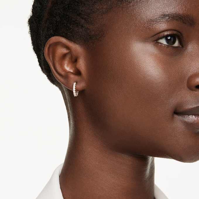 Matrix Vittore Hoop Earrings Round Cut, White, Gold-Tone Plated Matrix Vittore Hoop Earrings Round Cut, White, Gold-Tone Plated
