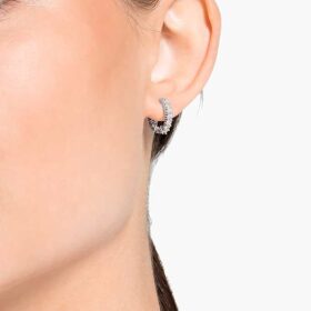 Matrix Vittore Hoop Earrings Round Cut, White, Rhodium Plated