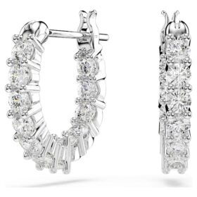 Matrix Vittore Hoop Earrings Round Cut, White, Rhodium Plated
