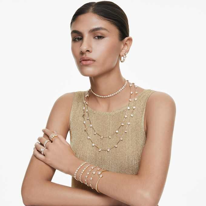 Imber Bracelet Mixed Round Cuts, White, Gold-Tone Plated Imber Bracelet Mixed Round Cuts, White, Gold-Tone Plated