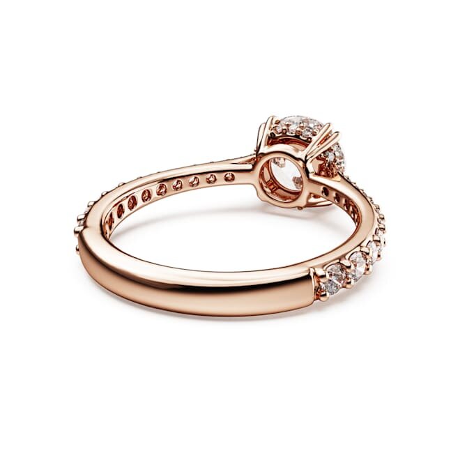 Stilla Cocktail Ring Round Cut, Pavé, White, Rose Gold-Tone Plated Stilla Cocktail Ring Round Cut, Pavé, White, Rose Gold-Tone Plated