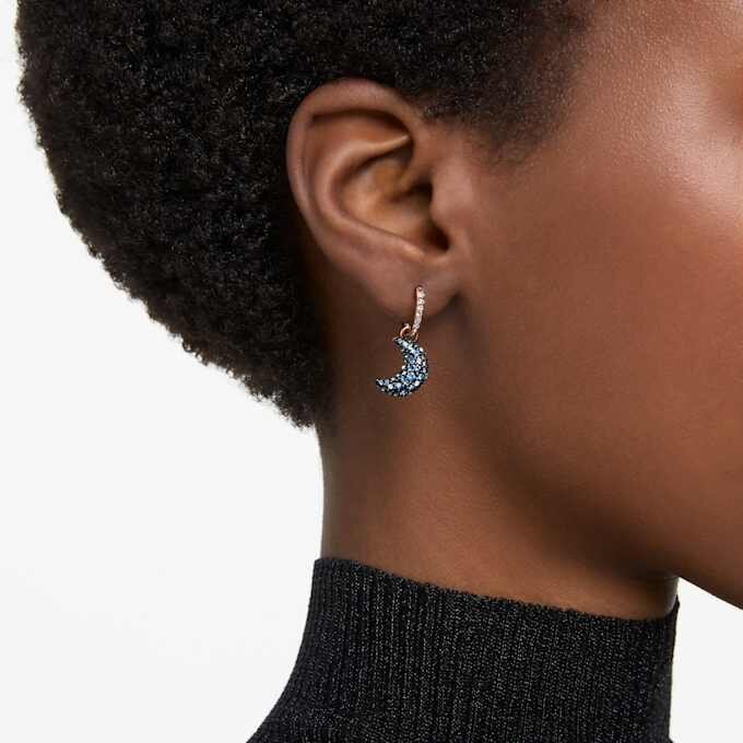 Sublima Drop Earrings Crystal Pearl, Asymmetrical Design, Moon, Multicolored, Rose Gold-Tone Plated Sublima Drop Earrings Crystal Pearl, Asymmetrical Design, Moon, Multicolored, Rose Gold-Tone Plated