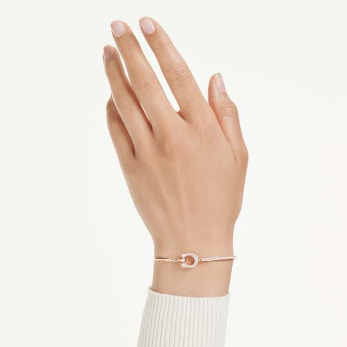 Symbolica Bangle Pavé, Horse Shoe, White, Rose Gold-Tone Plated Symbolica Bangle Pavé, Horse Shoe, White, Rose Gold-Tone Plated
