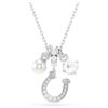 Symbolica Pendant Crystal Pearl, Round Cut, Pavé, Horse Shoe, White, Rhodium Plated