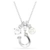 Symbolica Pendant Crystal Pearl, Round Cut, Pavé, Horse Shoe, White, Rhodium Plated