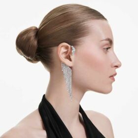The Vienna Collection Ear Cuffs Swan, White, Ruthenium Plated