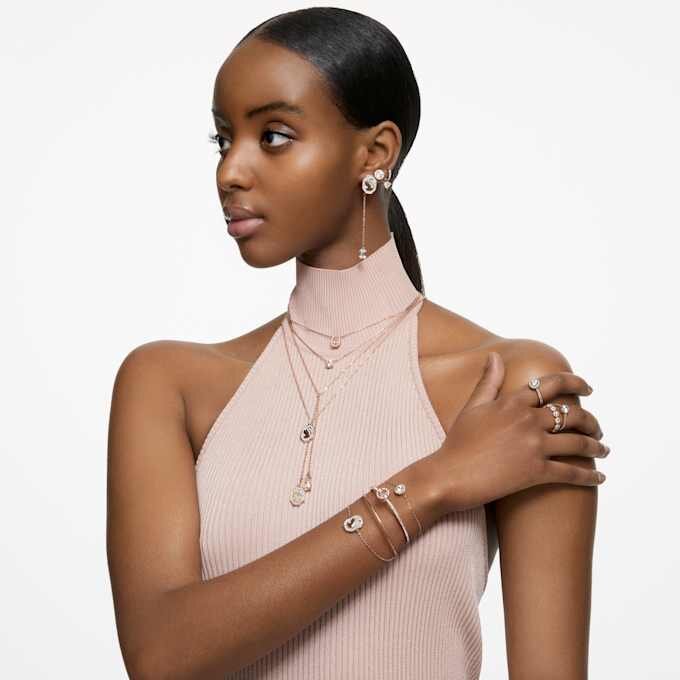 Una Angelic Stud Earrings Round Cut, Pavé, White, Rose Gold-Tone Plated Una Angelic Stud Earrings Round Cut, Pavé, White, Rose Gold-Tone Plated